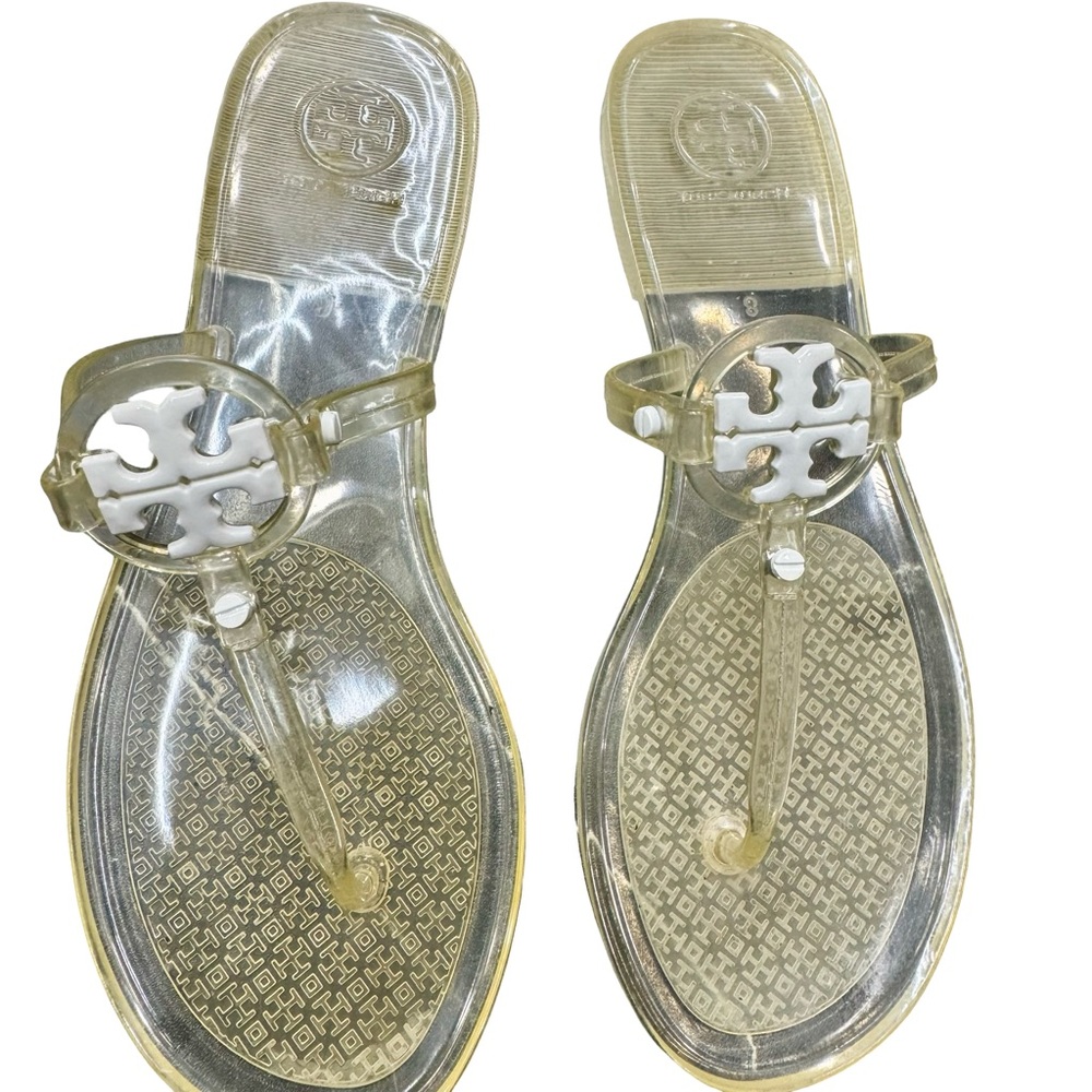 Tory Burch Transparent Yellow Sandals Womens 8 Designer Summer Slip Ons - Picture 6 of 7